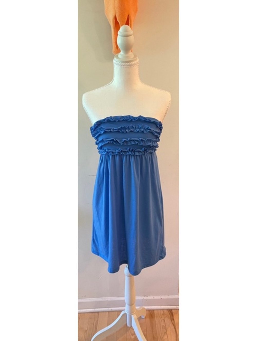 OP Strapless Blue Ruffle Detail Summer Dress Size Small